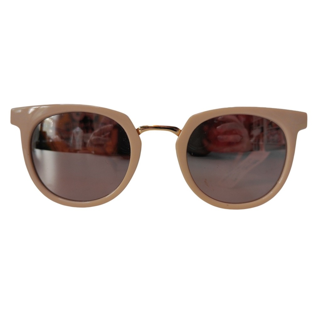 Tahari Round Nude Rose Gold Sunglasses Metal Bridge Mirror Lens TH713-ND NWT